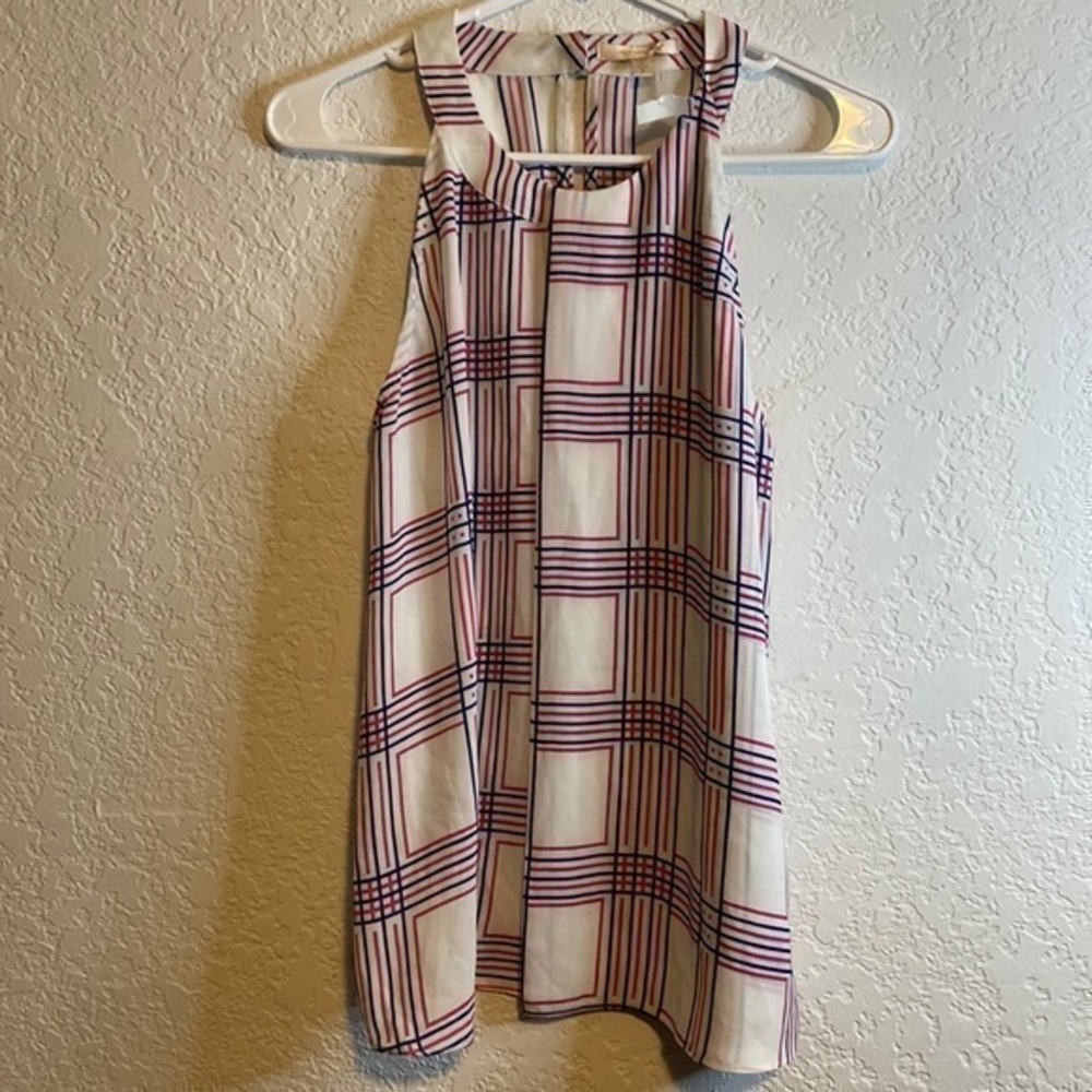 SKIES are blue flowing keyhole button back snap striped shirt small
